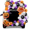 imageJOYIN Halloween Trunk or Treat Car Pumpkin Decoration Kit with Spider Bat Wing Skeleton Peppermint Foil Balloons for SUV Archway Garage House Outdoor Decor