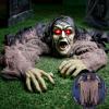 imageJOYIN Halloween Zombie Decorations Outdoor Halloween Groundbreaker Outside Decor Hanging Zombie Prop with Green Face and Lighted Eyes for Graveyard Haunted House Lawn Yard Indoor Decor