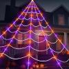 imageJOYIN Lightup Halloween Spider Web Decoration Outdoor 197 x 147 FT Giant Triangular Web with LED Lights Timer Cobweb Decor with 8 Lighting Modes for Indoor Yard Porch Haunted House Prop197 x 147 FT