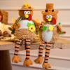 imageJOYIN Thanksgiving Decorations Stuffed Turkey Couple Doll 2 Pcs Tabletop Standing Turkey with Dangling Legs Gift for Autumn Fall Harvest Thanksgiving Decorations for Party Table Indoor Home