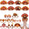 imageJOYIN Thanksgiving Turkey Headbands and Glasses Frame 16 Packs Holiday Headbands and Glasses Frame for Thanksgiving Party Favors AccessoriesOne Size Fits All Multicolored