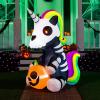 imageJoiedomi 5 FT Halloween Inflatables Skeleton Decor Outdoor Blow Up Decorations Sitting Skeleton Unicorn with LEDs for Halloween Decorations Outside Yard DecorSkeleton Unicorn