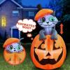 imageJoiedomi 5ft Tall Halloween Animated Inflatables Outdoor Decorations Inflatable Ghost on Pumpkin with LEDs Cute Blow Up Pumpkin Ghost Decor for Outside Yard Outdoor Lawn Garden Party DecorationCat