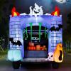 imageJoiedomi 6 ft Halloween Inflatable Outdoor Decorations Trunk or Treat Car Decorations Halloween Blow Ups Haunted Castle with Buildin LEDs Inflatable Pumpkin and Ghost for Outside Decor
