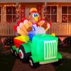imageJoiedomi 8 FT Thanksgiving Inflatable Turkey Driving Car Decoration with Builtin LEDs Blow Up Inflatables for Thanksgiving Party Indoor Outdoor Yard Garden and Lawn Fall