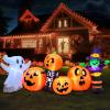 imageJoiedomi 8 ft Long Halloween Inflatable Three Characters and Pumpkin Patch Outdoor Decoration Blow Up Inflatables Witch Ghost Skeleton Yard Decorations with LEDs for Party Yard Lawn Garden DecorPumpkin Ghost