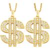 imageSpooktacular Creations 2 pcs Gold Dollar Chains Necklaces Money Pendant Chain Hip Hop Dollar Sign Necklace Jewelry Halloween Accessory for Men Women Dress Up Party