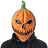 imageSpooktacular Creations Halloween Pumpkin Head Mask Scary Pumpkin Heads for Photoshoot Creepy Face Latex Mask Adult Halloween Cosplay Costume Accessories Novelty Masquerade Party
