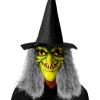 imageSpooktacular Creations Halloween Scary Witch Mask Creepy Latex Monster Face Mask with Black Hat Hair for Adult Halloween Horror Evil Cosplay Costume Accessories Realistic Party Dress Up Prop