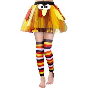 imageGiggling Getup JOYIN Thanksgiving Turkey Tutu ampamp Socks Set Thanksgiving Outfit Turkey Leg Warmer for Girls Cosplay Holiday Tutus Dress Up Party Girls Cosplay Party Accessories Trot Costumes