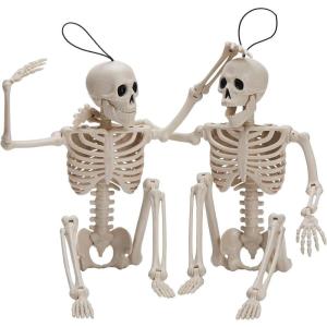 imageJOYIN 10 PCS 16quot Halloween Skeleton Decor Full Body Stayable Movable Joints Posable Hanging Skeletons for Halloween Decoration Yard Graveyard Haunted House Props Spooky Scene Party Favor16 inches