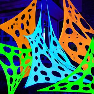 imageJOYIN 1000sqft Halloween Spider Web Decoration Outdoor GlowinTheDark Giant Spiderweb DIY Stretchy Flexible Beef Netting in White Blue at Night Green Orange for Neon Decor Indoor Haunted HouseWhite  Green  Orange