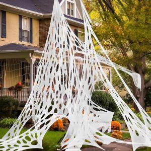 imageJOYIN 1000sqft Halloween Spider Web Decoration Outdoor GlowinTheDark Giant Spiderweb DIY Stretchy Flexible Beef Netting in White Blue at Night Green Orange for Neon Decor Indoor Haunted HouseWhite