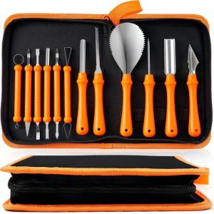 imageJOYIN 12 Pcs Halloween Pumpkin Carving Kit Tools Professional Carving Set with Handbag 12 Stainless Steel Doublesided Sculpting Tool for Kids DIY JackoLantern Party Decor Family Craft SuppliesClassic Set