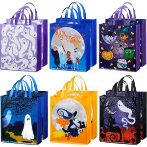 imageJOYIN 12PCS Halloween Large Treat Goody Tote Bags 17 x 15 Halloween Candy Gift Bags Bulk Goodie Snack Baggies for Kids Trick or Treating School Classroom Gifts Party Favor Supplies in 6 Designs
