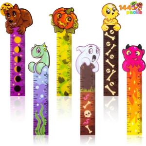 imageJOYIN 144 PCS Halloween Bookmark Rulers Ruler Markers Party Favor Pack 6 Designs with Halloween Themed Print for Party Dcor Classroom Rewards Supplies Goodie Bag Filler Kid Trick or Treat Prize