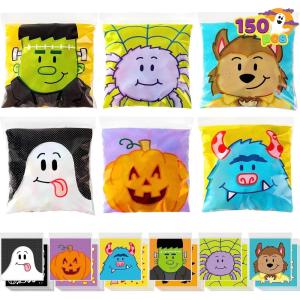 imageJOYIN 150 Pcs Halloween Cellophane Treat Bags Candy Goodie Bags Halloween Goody Gift Bag for Kid Trick or Treating Small Ziplock Snack Cookie Bag Bulk for Classroom Party Favor Supplies in 6 Design