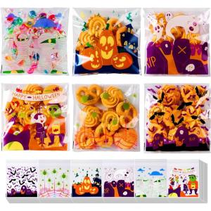 imageJOYIN 150PCS Halloween Cellophane Treat Bags Halloween Goodie Candy Bags Clear Selfadhesive Bag Plastic Cookie Bag Bulk for Kids Trick or Treating Classroom Party Favor Supplies in 6 DesignsMulticolor