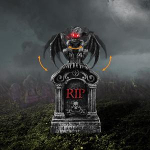 imageJOYIN 17 Halloween Animatronic Outdoor Tombstones Decorations LED Graveyard Gravestone Decorations Animated Decor Outside with Sound Activated Creepy Voice Motion for Yard Garden Haunted House Lawn