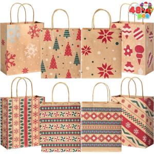 imageJOYIN 18 PCS Christmas Bags Assorted Sizes Kraft Treat Candy Bags Small 55 Medium 9 Large 13 for Xmas Party Favors Decoration Holiday Present Wrapping Thanksgiving Gift Decordark brown