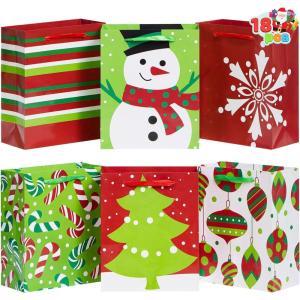imageJOYIN 18 PCS Christmas Paper Bags for Present Xmas Gift Wrap Bags with Handles for Wrapping Xmas Holiday Presents Thanksgiving Gift Decor Classroom and Party Favors 9quotx 35quotx 73quot