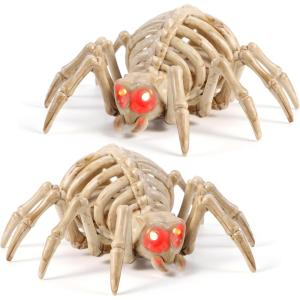 imageJOYIN 2 PCS Halloween Spider Skeleton Decoration 45 inch Glowing Plastic Animal Bone Model LightUp Halloween Decoration for Parties Haunted House Cemetery Indoor Tabletop Decorations
