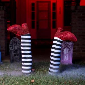 imageJOYIN 2 Pcs 21 Halloween Decorations Outdoor Witch Legs Yard Stakes Witch Halloween Graveyard Lawn Yard Prop and Patio DecorationsWhite Black