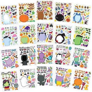 imageJOYIN 20 Pcs Makeaface Sticker Sheets Make Your Own Halloween Characters Mix and Match Sticker Sheets Bonus with Coloring Sheets 10 Scratch Cards 8 Sticker Sheets Halloween Party Favor Supplies