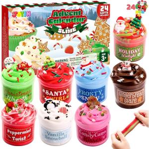 imageJOYIN 2025 Christmas Advent Calendar 24 Days Christmas Countdown Calendar Slime ampamp Charms Kit with Xmas Dessert Theme Accessories Xmas Party Favors Supplies Kids Fun Gifts for Boys Girls