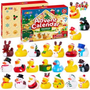 imageJOYIN 2025 Christmas Advent Calendar Ducks 24 Days Christmas Countdown Calendar Rubber Ducks Rubber Ducky Bath Toys for Boys Girls Kids Xmas Party Favor Fun Gifts