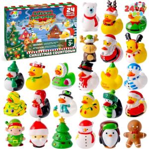 imageJOYIN 2025 Christmas Advent Calendar Ducks 24 Days Christmas Rubber Ducky Bath Toys Countdown Calendar Characters and Rubber Ducks for Boys Girls Kids Kids Xmas Party Favors Fun Gifts