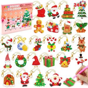 imageJOYIN 2025 Christmas Advent Calendar Gem Painting Kit 24 Days Christmas Countdown DIY Gem Painting Kit Xmas Party Favor Supplies Classroom Prizes Kids Xmas Fun Gifts