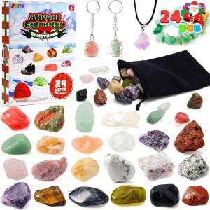 imageJOYIN 2025 Christmas Advent Calendar Gemstones 24 Days Christmas Countdown Calendar Rock Collection Gemstones for Kids Xmas Party Favors Supplies Classroom Prizes Fun Gifts