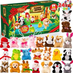 imageJOYIN 2025 Christmas Advent Calendar with Mini Animal Plush 24 Days Countdown Advent Calendar with 24 Stuffed Animals Kids Girls Party Favor Xmas Gift Classroom Prizes Christmas Party Favor Gifts