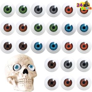 imageJOYIN 24 PCS Halloween Eyeballs Trick or Treat Scary Realistic Eyes Prop Supplies 12 Pair Hollow Plastic Eyeballs for Halloween Party Decoration