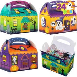 imageJOYIN 24 PCS Halloween Treat Boxes Cookie Boxes House Cardboard for Treat Candy Bags Cookies Goodie Bags 6quotx6quotx35quot Trick or Treat for Kids Children Halloween Party Favor Supplies