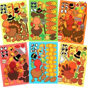 imageJOYIN 24 Pcs Thanksgiving Make A Face Sticker Decoration Make Your Own Arts ampamp Crafts Turkey Stickers Thanksgiving Decoration Craft Kit for Kids School Activities Party Favor Supplies