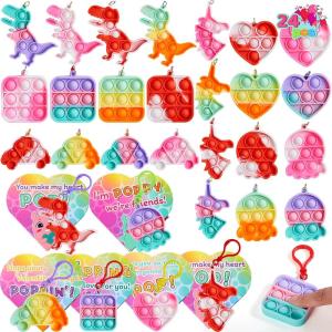 imageJOYIN 24 Pcs Valentines Day Gifts for Kids Fidget Keychains with Valentine Heart Boxes Fidget Bubble Stress Relief Toys for Kids Valentine Classroom Exchange Party Favors Gift Exchange