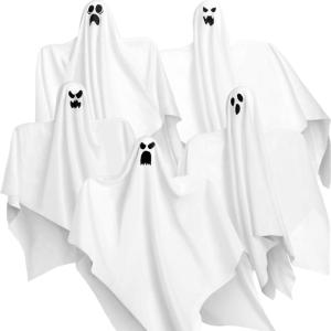 imageJOYIN 275quot Halloween Hanging Ghosts Outdoor Decoration5 Pack Cute Flying Ghost for Halloween Front Yard Patio Lawn Garden Party Dcor and Holiday Hanging Decorations