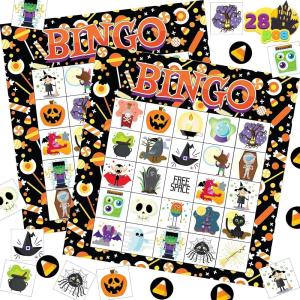 imageJOYIN 28 Players Halloween Bingo Game Cards for Kids Halloween Bingo Cards for Classroom School Family Group Activities Halloween Party Adults Kids Indoor Card GamesTrick or Treat