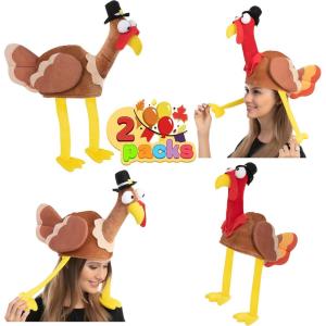 imageJOYIN 2PCS Turkey Gobbler Hats Thanksgiving Novelty Hats Role Play ampamp Carnival Cosplay Thanksgiving Party Favor Supplies