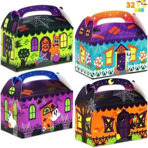 imageJOYIN 32 Pcs Halloween Candy Treat Boxes House Cardboard Cupcake Cookie Goodie Boxes for Halloween Party Favor Supplies Trick or Treat Classroom Exchange Goody BagsTrick or Treat Boes