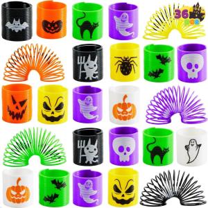 imageJOYIN 36 PCS Halloween Coil Spring Toys for Kids Mini Magic Springs for Halloween Party Favors Stress Coils Fidget Toy for Trick or Treat Goodie Bag Fillers Students Classroom Game Prizes
