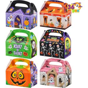imageJOYIN 36 PCS Halloween Treat Boxes Candy Boxes Trick or Treat Cardboard Cookies Goodie Bags for Kids Halloween Party Favor Supplies Classroom Exchange Goody Bags Holiday Pastries Cupcakes