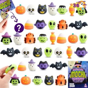 imageJOYIN 36 Pcs Halloween Mochi Squishy Toy in Blind Bags with 12 Characters for Stress Relief Halloween Mystery Toy Surprise Bag for Kids Trick or Treating Party Favors Supplies Goodie Fillers