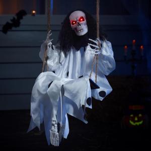 imageJOYIN 36quot Hanging Clown Outdoor Halloween Decorations Swinging Skeleton Decor with Light Up Eyes Button Battery Operated for Clearance Haunted House Prop Party SuppliesClown
