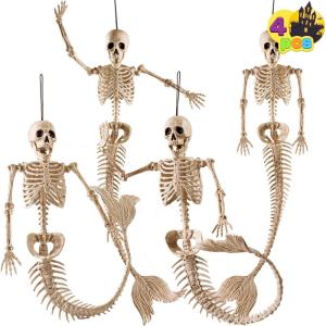 imageJOYIN 4 PCS 20 Mermaid Skeleton Hanging Plastic Bones Halloween Decorations with Posable Joints for Indoor Outdoor Photo Props Graveyard Trick or Treat Decor Spooky Scene Party Favors4