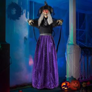 imageJOYIN 47 Animated Witch Halloween Decorations Outdoor Indoor Scary Halloween Animatronics Decor Hanging Ghost Talking Sound Activated Led Lights Eyes Haunted House Yard Garden Lawn
