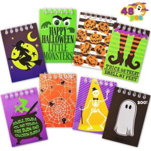 imageJOYIN 48 PCS Halloween Spooky Notepad Set in 8 Designs Halloween Note Pads for Kids Trick or Treating Stationery Prizes and Treats Goodies Bags Fillers School Classroom Party Favors Supplies Gifts