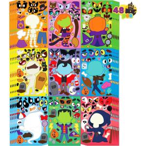 imageJOYIN 48 Pcs Halloween Pumpkin Stickers for Kids Halloween Party Favor Craft Party Supplies Funny Sticker with Different Pumpkin Design Classroom Activities Games Goodies Treat GiftsAge 3Face Stickers